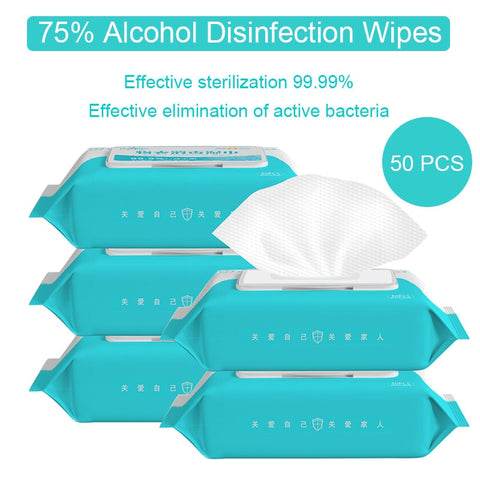 50pcs Alcohol Disinfection Wipes 75% Alcohol Swabs Wet Wipes Antiseptic Skin Cleanser Cleaning Care Sterilization Pads First Aid