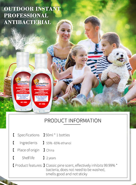 Verntion 50ml Hand Sanitizer Anti Disposable Hand Disinfection Gel Quick-Dry Handgel Ethanol Kids Adults Home Alcohol Gel