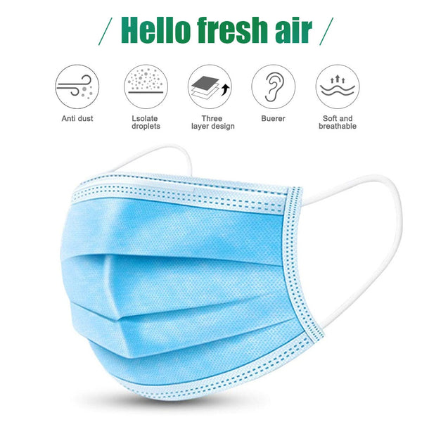 Fast delivery Disposable mask 3-layer Anti-Dust Antibacterial Mask 50pcs Face Non Woven Mouth Masks Proof Cotton Face Masks