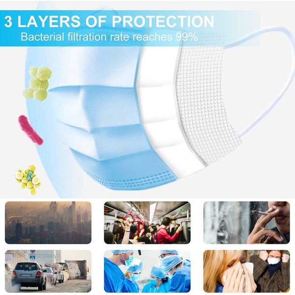 Fast delivery Disposable mask 3-layer Anti-Dust Antibacterial Mask 50pcs Face Non Woven Mouth Masks Proof Cotton Face Masks