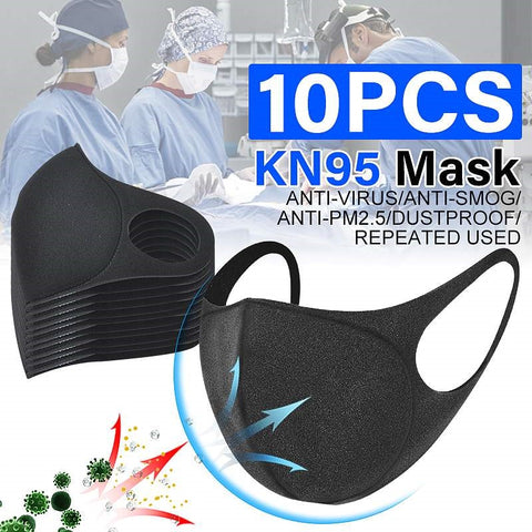 10Pcs N95 Face Mask Sponge Black Breathable Mouth Mask Reusable Anti Pollution Face Shield Wind Anti Haze Fog FFP2 PM2.5 masks
