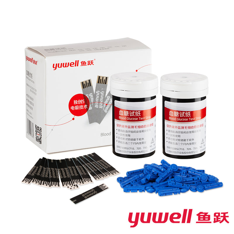 Yuwell Blood Glucose Meter 710 720 510 520 Test Strips and Lancets Diabetes Glucometer for Health Care Blood Glucose Monitor